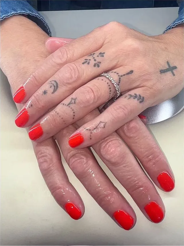 A bold red gel manicure